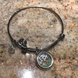 Family tree sterling silver bangle bracelet